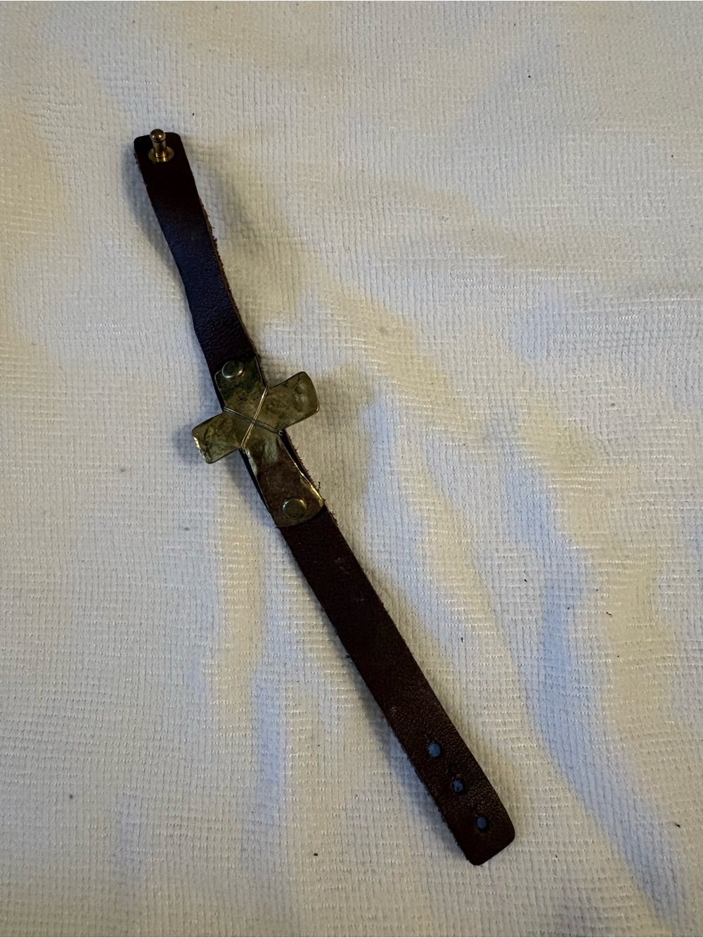 Brown Leather Cross Strap Bracelet
